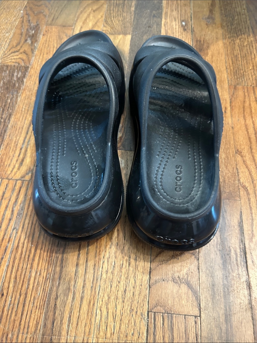 CROCS Black Double-Strap Slide Sandals - Picture 3 of 9